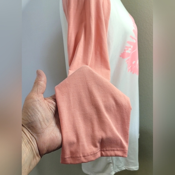 LuLaRoes Randy, 3/4 Sleeves Pink/Peachy Blouse Soft, Size Large - Picture 3 of 9